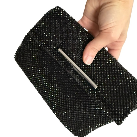 Small black formal clutch black gems with shoulder strap excellent condition - Picture 4 of 7